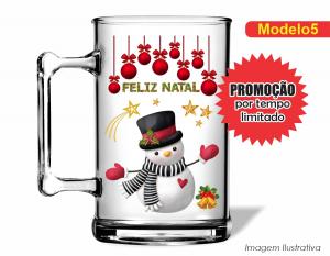 CANECA ACRÍLICA FESTAS FIM DE ANO - NATAL Poliestireno  Frente colorido Impressão no Adesivo Vinil  