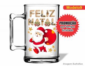 CANECA ACRÍLICA FESTAS FIM DE ANO - NATAL Poliestireno  Frente colorido Impressão no Adesivo Vinil  