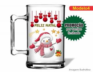 CANECA ACRÍLICA FESTAS FIM DE ANO - NATAL Poliestireno  Frente colorido Impressão no Adesivo Vinil  