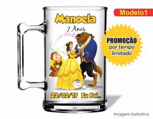 CANECA ACRÍLICA INFANTIL - A BELA E A FERA Poliestireno  Frente colorido Impressão no Adesivo Vinil   