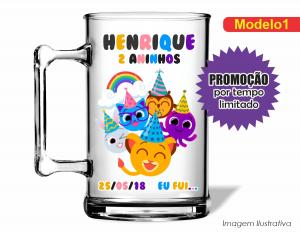 CANECA ACRÍLICA INFANTIL - BOLOFOFOS Poliestireno  Frente colorido Impressão no Adesivo Vinil   