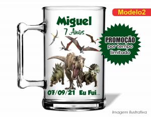 CANECA ACRÍLICA INFANTIL - DINOSSAUROS Poliestireno  Frente colorido Impressão no Adesivo Vinil   