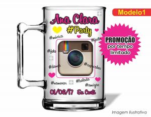 CANECA ACRÍLICA INFANTIL - INSTAGRAM PARTY Poliestireno  Frente colorido Impressão no Adesivo Vinil   