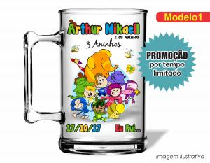 CANECA ACRÍLICA INFANTIL - JACARELVIS Poliestireno  Frente colorido Impressão no Adesivo Vinil   