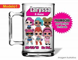 CANECA ACRÍLICA INFANTIL - LOL SURPRISE GLITTER Poliestireno  Frente colorido Impressão no Adesivo Vinil   