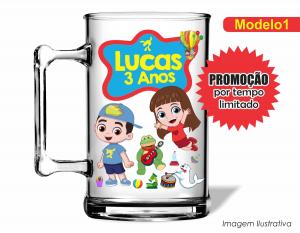 CANECA ACRÍLICA INFANTIL - LUCCAS NETO Poliestireno  Frente colorido Impressão no Adesivo Vinil   