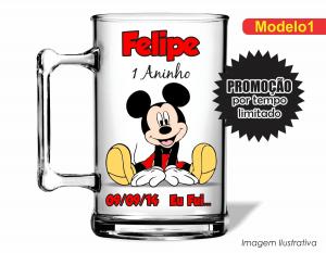 CANECA ACRÍLICA INFANTIL - MICKEY E SUA TURMA Poliestireno  Frente colorido Impressão no Adesivo Vinil   