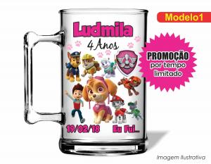 CANECA ACRÍLICA INFANTIL - PATRULHA CANINA SKYE Poliestireno  Frente colorido Impressão no Adesivo Vinil   