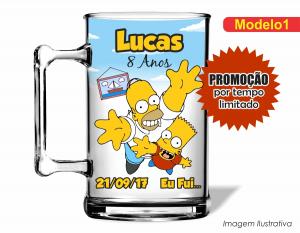 CANECA ACRÍLICA INFANTIL - SIMPSONS Poliestireno  Frente colorido Impressão no Adesivo Vinil   