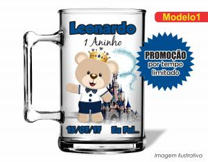 CANECA ACRÍLICA INFANTIL - URSO PRÍNCIPE Poliestireno  Frente colorido Impressão no Adesivo Vinil   