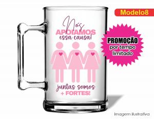 CANECA ACRÍLICA OUTUBRO ROSA Poliestireno  Frente colorido Impressão no Adesivo Vinil  
