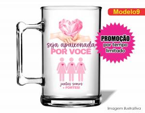 CANECA ACRÍLICA OUTUBRO ROSA Poliestireno  Frente colorido Impressão no Adesivo Vinil  