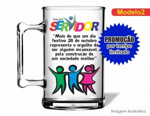 CANECA ACRÍLICA SERVIDOR - MOD02 Poliestireno  Frente colorido Impressão no Adesivo Vinil   