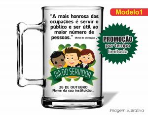 CANECA ACRÍLICA SERVIDOR - MOD01 Poliestireno  Frente colorido Impressão no Adesivo Vinil   