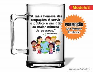 CANECA ACRÍLICA SERVIDOR - MOD03 Poliestireno  Frente colorido Impressão no Adesivo Vinil   