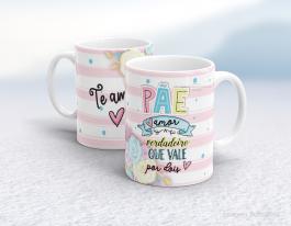 CANECA EM CERÂMICA DIA DOS PAIS - PÃE AMOR VERDADEIRO QUE VALE POR DOIS Caneca em Cerâmica Branca 325ml  Sublimação  