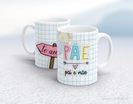 CANECA EM CERÂMICA DIA DOS PAIS - PÃE PAI E MÃE Caneca em Cerâmica Branca 325ml  Sublimação  