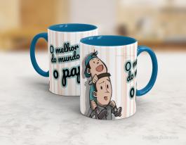 CANECA EM CERÂMICA DIA DOS PAIS - MELHOR PAPAI DO MUNDO Caneca Cerâmica Branca com Alça e Interior em Cores 325ml  Sublimação  