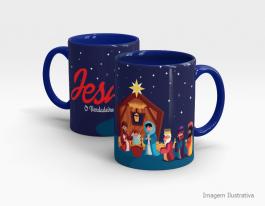 CANECA EM CERÂMICA NATALINA - JESUS O SENTIDO DO NATAL Caneca Cerâmica Branca com Alça e Interior em Cores 325ml  Sublimação  