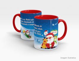 CANECA EM CERÂMICA NATALINA - NOITE DE NATAL Caneca Cerâmica Branca com Alça e Interior em Cores 325ml  Sublimação  