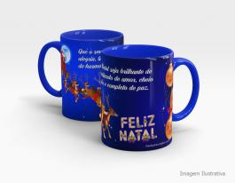 CANECA EM CERÂMICA NATALINA - NOITE DE NATAL Caneca Cerâmica Branca com Alça e Interior em Cores 325ml  Sublimação  