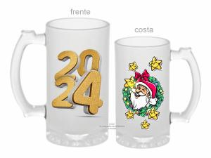 CANECA DE VIDRO ZERO GRAU FESTAS FIM DE ANO Vidro Jateada 475ml  Sublimação  