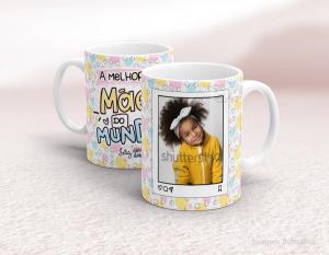 CANECA EM CERÂMICA DIA DAS MÃES - A MELHOR MÃE DO MUNDO Caneca em Cerâmica Branca 325ml  Sublimação  