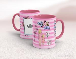 CANECA EM CERÂMICA DIA DAS MÃES - MÃE DE UMA Caneca Cerâmica Branca com Alça e Interior em Cores 325ml  Sublimação  