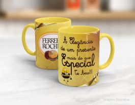 CANECA EM CERÂMICA DIA DOS NAMORADOS - FERRERO ROCHER Caneca Cerâmica Branca com Alça e Interior em Cores 325ml  Sublimação  