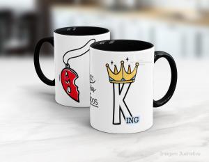 CANECA EM CERÂMICA DIA DOS NAMORADOS - KING Caneca Cerâmica Branca com Alça e Interior em Cores 325ml  Sublimação  