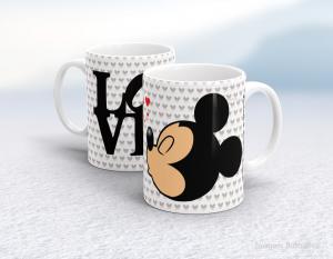 CANECA EM CERÂMICA DIA DOS NAMORADOS - MICKEY LOVE Caneca em Cerâmica Branca 325ml  Sublimação  