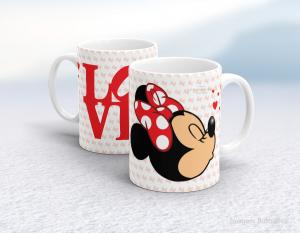 CANECA EM CERÂMICA DIA DOS NAMORADOS - MINNIE LOVE Caneca em Cerâmica Branca 325ml  Sublimação  