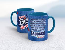 CANECA EM CERÂMICA DIA DOS NAMORADOS - QUERO BIS DE VOCÊ Caneca Cerâmica Branca com Alça e Interior em Cores 325ml  Sublimação  