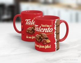 CANECA EM CERÂMICA DIA DOS NAMORADOS - VOCÊ TEM TALENTO DE ME FAZER FELIZ Caneca Cerâmica Branca com Alça e Interior em Cores 325ml  Sublimação  