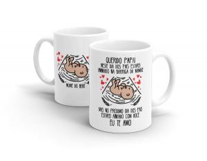 CANECA EM CERÂMICA DIA DOS PAIS - BEBÊ NA BARRIGA DA MAMÃE Caneca Cerâmica Branca com Alça e Interior Branca 325ml  Sublimação  