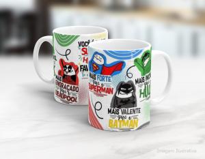 CANECA EM CERÂMICA DIA DOS PAIS - SUPER HEROES Caneca Cerâmica Branca com Alça e Interior Branca 325ml  Sublimação  