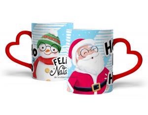 CANECA EM CERÂMICA NATALINA ALÇA DE CORAÇÃO - A MÁGIA DO NATAL Caneca Cerâmica Branca com Alça de coração 325ml  Sublimação  