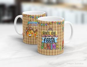 CANECA CERÂMICA OU POLÍMERO - GENTE QUE AMA FESTA JUNINA Cerâmica branca interior e alça branca   Sublimação  