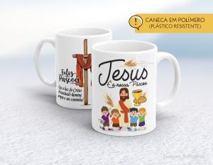 CANECA POLÍMERO (PÁSTICA) PÁSCOA - MOD011 Polímero (plástico resistente)   Impressão direto na caneca  350ml