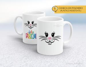 CANECA POLÍMERO (PÁSTICA) PÁSCOA - MOD017 Polímero (plástico resistente)   Impressão direto na caneca  350ml
