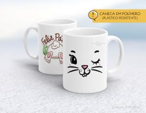 CANECA POLÍMERO (PÁSTICA) PÁSCOA - MOD029 Polímero (plástico resistente)   Impressão direto na caneca  350ml