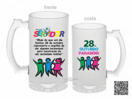 CANECA ZERO GRAU DIA DO SERVIDOR PÚBLICO Vidro Jateada 475ml  Sublimação  