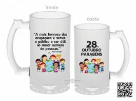 CANECA ZERO GRAU DIA DO SERVIDOR PÚBLICO Vidro Jateada 475ml  Sublimação  