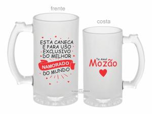 CANECA ZERO GRAU DIA DOS NAMORADOS - EXCLUSIVA DO MELHOR NAMORADO DO MUNDO Vidro Jateada 475ml  Sublimação  