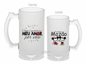 CANECA ZERO GRAU DIA DOS NAMORADOS - LOVE Vidro Jateada 475ml  Sublimação  