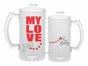 CANECA ZERO GRAU DIA DOS NAMORADOS - LOVE Vidro Jateada 475ml  Sublimação  