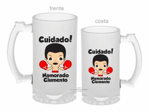 CANECA ZERO GRAU DIA DOS NAMORADOS - NAMORADO CIUMENTO Vidro Jateada 475ml  Sublimação  