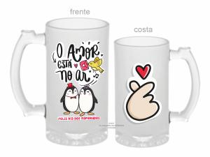 CANECA ZERO GRAU DIA DOS NAMORADOS - O AMOR ESTÁ NO AR Vidro Jateada 475ml  Sublimação  