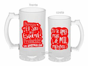 CANECA ZERO GRAU DIA DOS NAMORADOS - PORQUE EU SOU SEU ESQUEMA PREFERIDO Vidro Jateada 475ml  Sublimação  