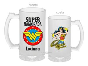 CANECA ZERO GRAU DIA DOS NAMORADOS - SUPER NAMORADA Vidro Jateada 475ml  Sublimação  